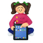 Girl with tablet Christmas Ornament can be personalized