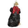 Glass Bernedoodle Puppy Ornament with Red Bow