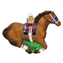 Saddled Up Brown Racehorse glass ornament 