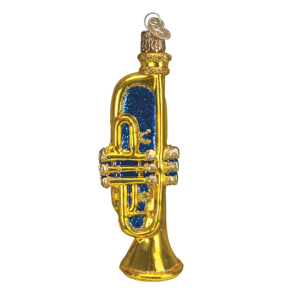 Trumpet Christmas Ornament Blown Glass