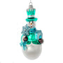 Glass Turquoise Snowman holding snowflake