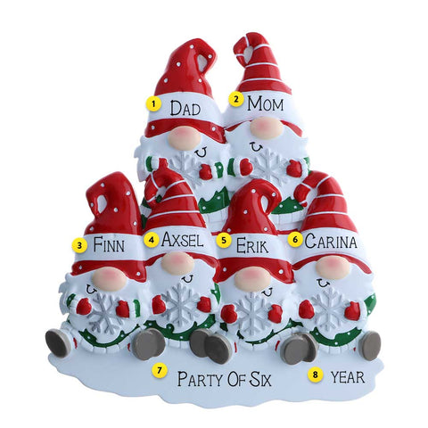 Gnome Family of Six Personalized Christmas Ornament OR2221-6