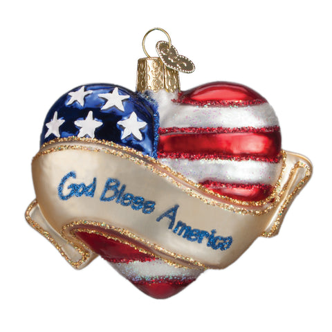 God Bless America Heart Ornament for Christmas Tree