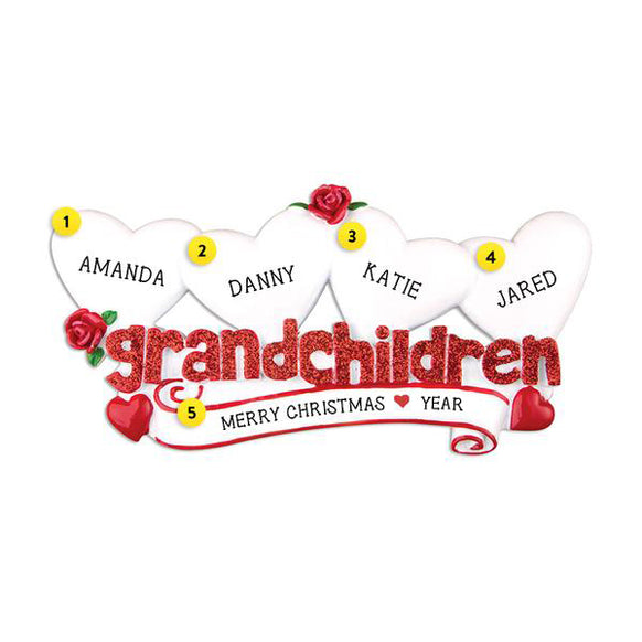 Personalized Grandchildren with 4 Hearts Table Top Decoration