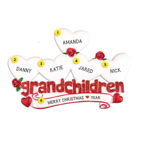 Personalized Grandchildren with 5 Hearts Table Top Decoration