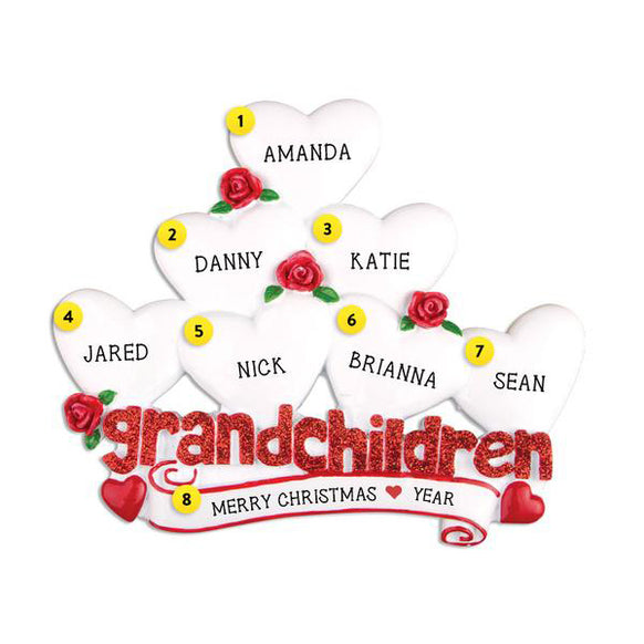 Personalized Grandchildren with 7 Hearts Table Top Decoration