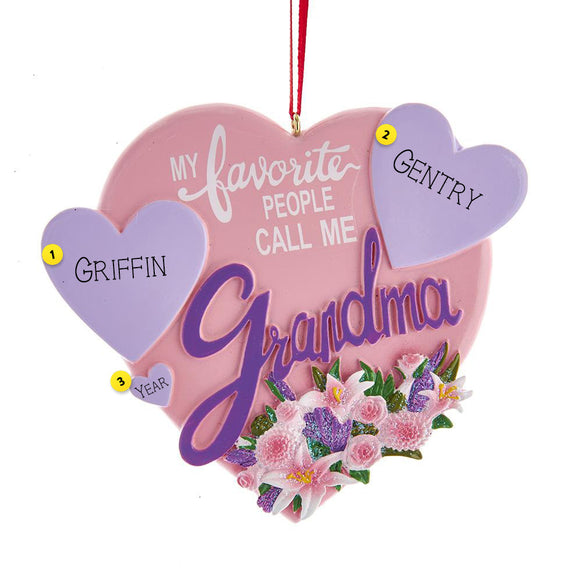 My Favorite People Call Me Grandma Heart Christmas Tree Ornament