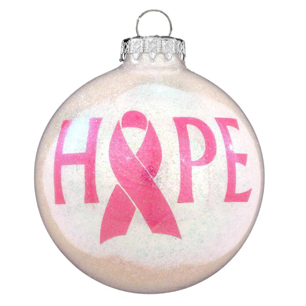 Breast Cancer Awareness Ribbon Ornament with Swarovski Crystals