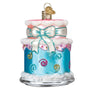 Happy Birthday Cake Glass Ornament Multi Color Back of Cake