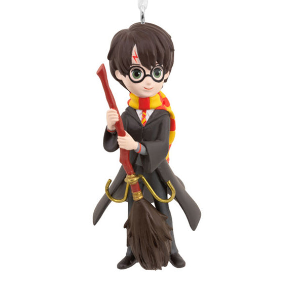 Harry Potter Ornament with Quidditch broom and Gryffindor scarf