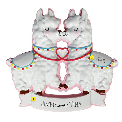 Heart Llama Couple Ornament