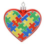 Heart Puzzle Pieces Glass Ornament