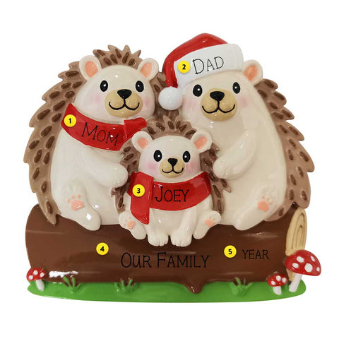 Hedgehog Family of 3 Ornament