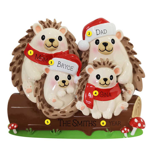 Hedgehog Family of 4 personalized ornament OR2261-4