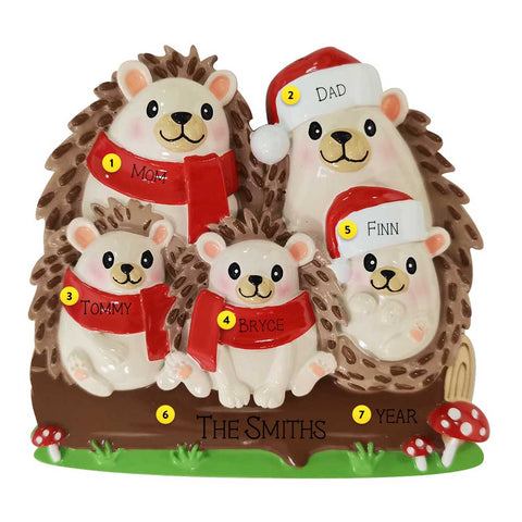 Hedgehog Family of 5 personalized ornament OR2261-5