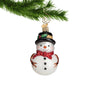 Snowman ornament with top hat and red bow
