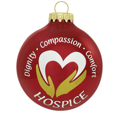 Hospice Christmas Ornament with dignity, compassion and comfort wording