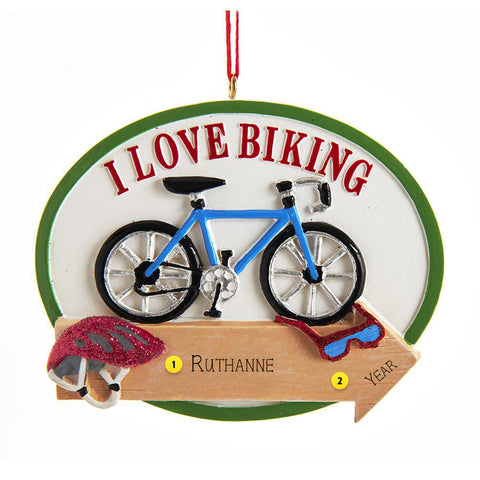 "I Love Biking" Bicycle Christmas Tree Ornament