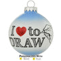 I  (heart) to Draw Glass Christmas Tree Ornament