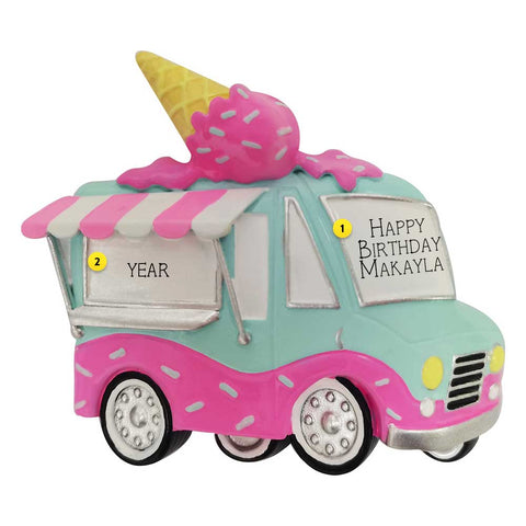 Ice cream truck ornament personalized