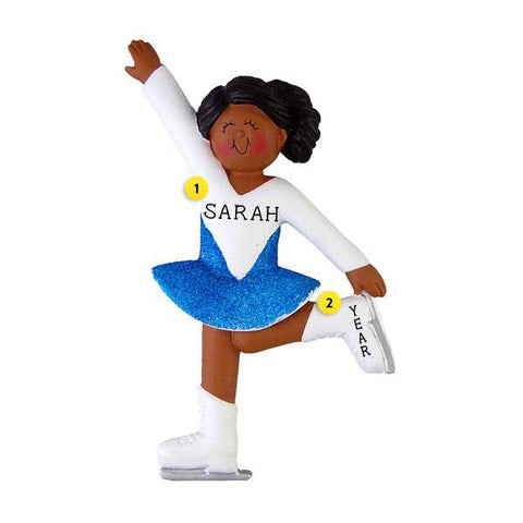 Personalized Ice Skating Ornament - African-American Female