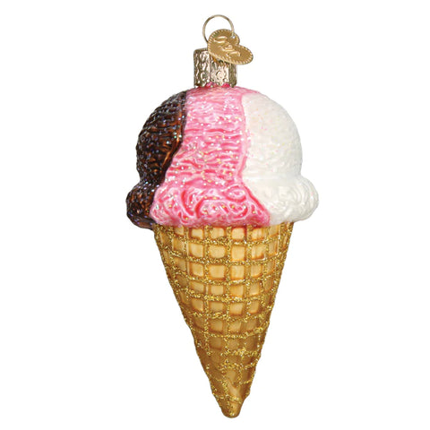 Neapolitan Ice Cream Cone, Old World Christmas Ornament