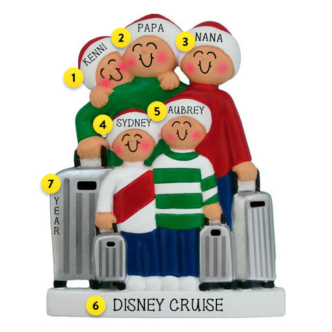 Traveling Family of 5 Ornament For Christmas Tree