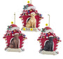 Labrador Retriever in Dog House Christmas Tree Ornament, 3 Assorted A. Yellow, B. Chocolate, C. Black