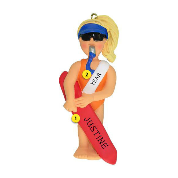 Lifeguard Ornament - Female, Blond Hair for Christmas Tree