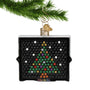 Glass Christmas Ornament that looks like a retro lite brite board