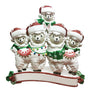 Llama Family of 5 with Santa Hats personalized resin ornament