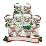 Llama Family of 6 with Santa Hats Personalized resin ornament