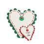  Personalized Sewing Christmas Ornament 2 Hearts with scalloped edges and the words "Loves to Sew"