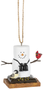 S'more snowman birdwatching resin ornament