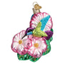 Magnificent Hummingbird Ornament with pink flowers Old World Christmas