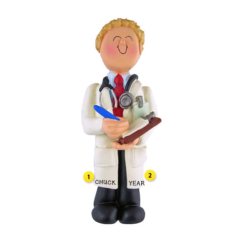 Doctor Ornament - White Male, Blond Hair for Christmas Tree