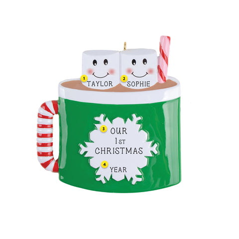 Marshmallow Mug Couple Christmas Ornament Personalized