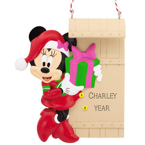 Minnie Mouse with Sled Christmas Tree Ornament