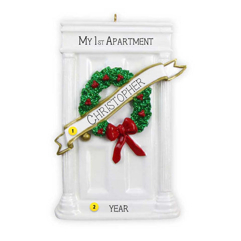 Personalized My 1st Apartment Christmas Decorated Door Ornament