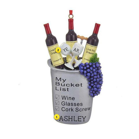 Personalized Wine "My Bucket List" Ornament