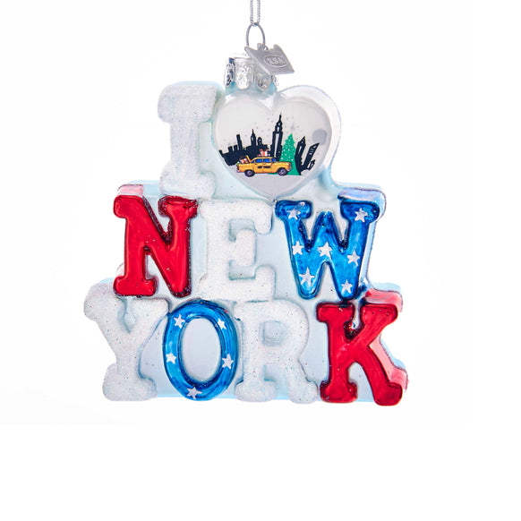 I Love New York Glass Ornament