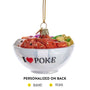 I Heart Poke Rice Sushi Bowl Glass Ornament