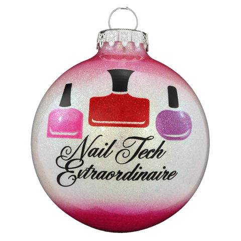 Personalized Ornament for a Nail Technician with words Nail Tech Extraordinaire