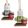 Naughty or Nice Christmas Ornaments S'mores with bags of coal for naughty and bag of gold for nice 