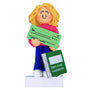 Blonde Girl holding a paycheck 1st job ornament 