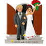 Bride and Groom in a doorway personalized Wedding ornament male blond hair female brunette hair