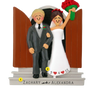 Bride and Groom in a doorway personalized Wedding ornament male blond hair female brunette hair