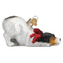 Brown and White Norman Rockells signature puppy ornament