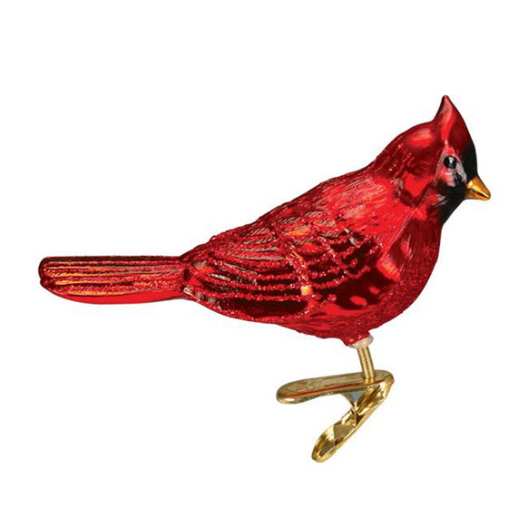 Shiny Red Cardinal Clip-on Christmas Ornament 