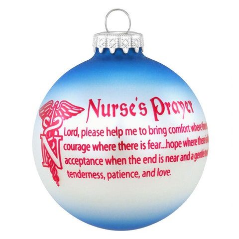 Nurse's Prayer Glass Bulb Ornament for Christmas Tree